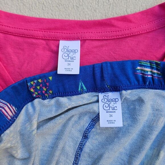 Sleep Chic Merry Vibes Pink and Blue PJ Set Size 3X - Picture 6 of 16